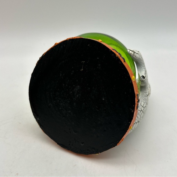 Rare Vtg Kirkland's Halloween Crackled Ghost Candleholder w Green Glass Votive - Picture 14 of 15